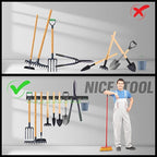 SWANLAKE Plastic 64 Inch Adjustable Storage System, Wall Mounted Hooks Tool Organizer, Garden Tool Hangers, Black