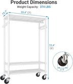 VIPEK R3 Rolling Clothing Rack Heavy Duty Garment Rack for Hanging Clothes, Portable Closet Wardrobe with Wheels and Side Hoo