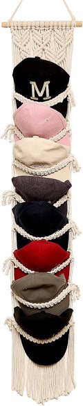 jontell Baseball Cap Storage Over Door-1 Pack-Boho Macrame Cap Holder Wall Hat Organizer for Baseball Cap Holder, Hat Rack fo