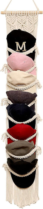 jontell Baseball Cap Storage Over Door-1 Pack-Boho Macrame Cap Holder Wall Hat Organizer for Baseball Cap Holder, Hat Rack fo