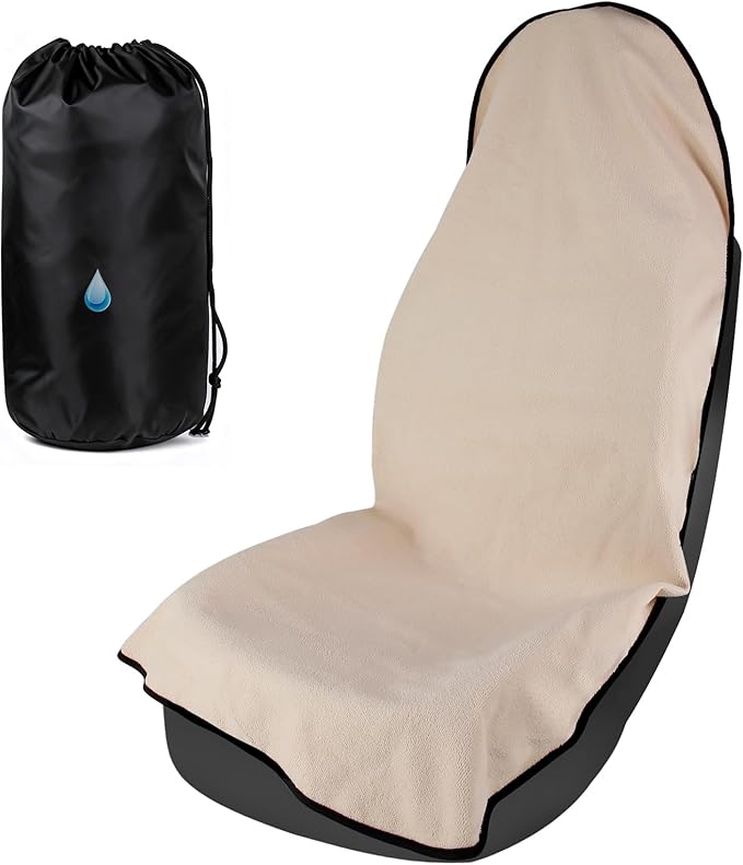 Universal Car Seat Cover Towel, Waterproof Washable Sweat Protection for Front Bucket Seats, Non-Slip Fit, Fits Cars SUVs Tru
