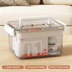 Clear Medicine Organizer Storage Box with Removable Tray, Plastic Medicine Storage Organizer & First Aid Box, Multipurpose Me