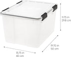 IRIS USA WeatherPro 47 Qt Storage Bins with Lids, 2 Pack, BPA-Free Plastic Gasket Box with Tight Latch and Seal, Stackable Ne