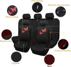 Flying Banner Butterfly car seat Covers ful Set Fashion Universal Lady Woman Female Rear Bench Split Colorized (Full Set, Red
