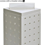 Azar Displays 700220-WHT-2W16 Four-Sided 4”W x 12” Revolving Pegboard Tower Kit Counter Display with 16-Pack of 2 inch Lockin
