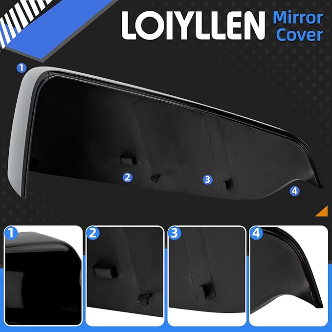 Passenger Side Mirror Cover Replacement for Chevrolet Equinox 2018 2019 2020 2021 2022 2023, for GMC Terrain 2018-2023 - Right Side Mirror Covers, Rear View Mirrors Cap Accessories Black
