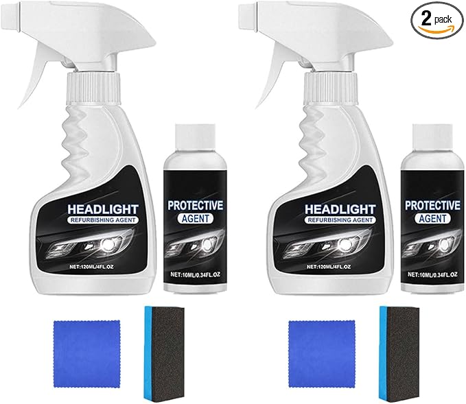 Headlight Cleaner, Headlight Restoration Kit, Automotive Headlamp Restoration Fluid Kit, Q4 Headlight Restoration, for All Ve