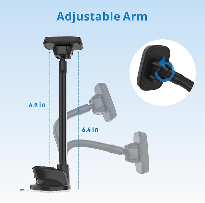 APPS2Car Magnetic Car Phone Holder Mount [6 Strong Magnets], Cell Phone Holder Car [Suction Cup], Phone Car Holder Mount [Windshield Dashboard] fit for Most Smartphones
