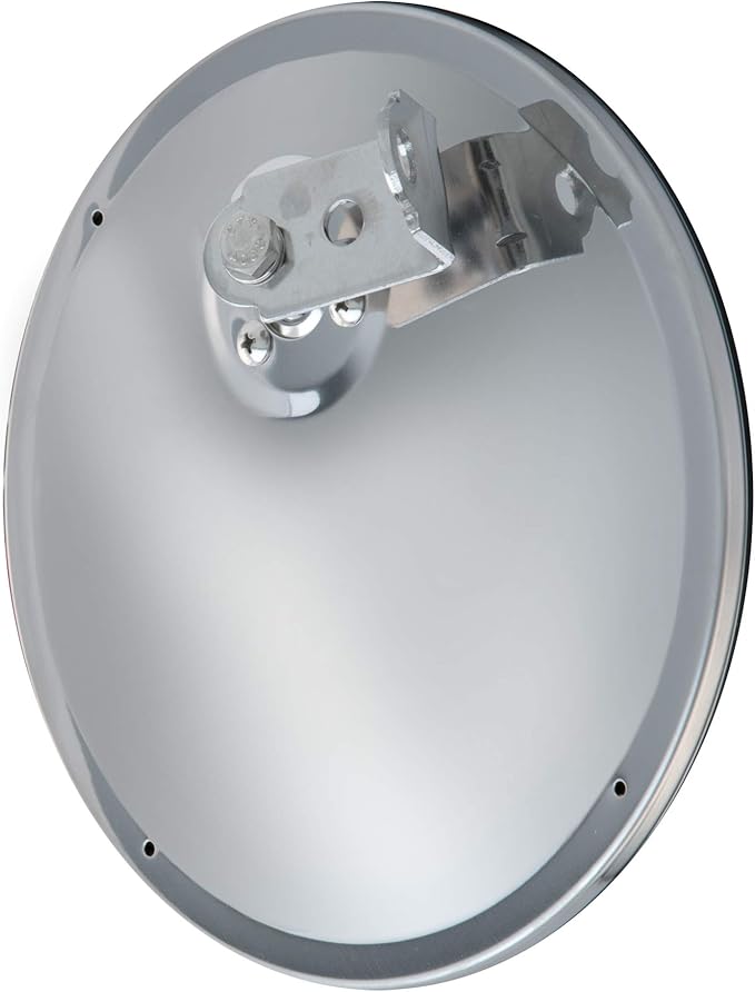 RETRAC 609898 8-1/2-Inch Stainless Steel Offset-Mount Convex Mirror Head with J-Bracket, Universal Driver or Passenger Side