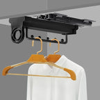 Retractable Stainless Steel Clothes Rail, Extendable Wardrobe Pull Out Rod with Damping Slide, Heavy-Duty Hanger Bearing 25Kg