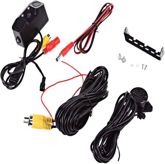 Polarlander 3 in 1 Rear View Camera Waterproof Video Parking Sensor Car Reverse Backup Camerawith 2 Radar Detector Sensors Bi