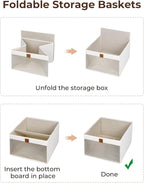 StorageWorks Closet Storage Bins, Large Storage Baskets with Clear Window and Handles, Foldable Fabric Organizer for Clothes,