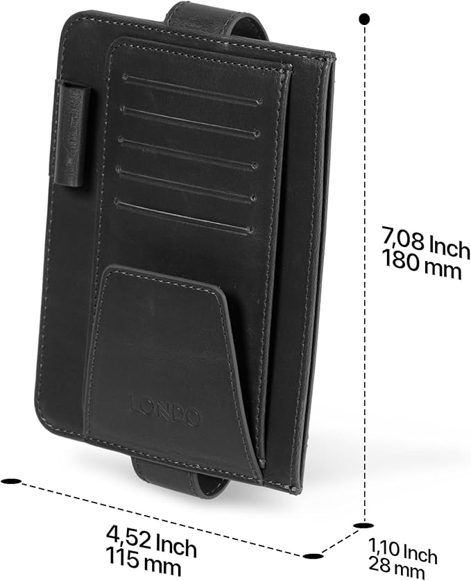Londo Leather Car Visor Organizer – Stylish & Functional Storage for Sunglasses, Cards, and Essentials