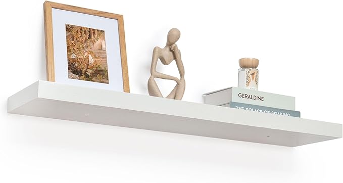 Fun Memories 36 Inch Floating Shelves - Rustic Wooden Wall Shelves - Wall Mounted Storage Shelf with Invisible Brackets - Ext