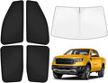 KUST Car Window Shades for Ford Ranger 2019-2025 2026 4-Door Windshield Sun Shade Side Window Cover UV Block Privacy Protection Ranger Accessories for Camping Blackout Rear Back Full Set 5PCS
