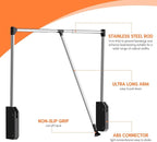 Pull Down Closet Rod, 32.68"-45.27" Width Adujstable Clothing Organization Rail with Dual Hydraulic Buffer, Back-mounted Ward
