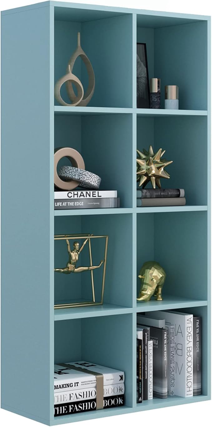 OSCHF 8-Cube Storage Shelf Bookcase - Wooden 4-Tier Floor Standing Open Bookshelf, Modern TV Stand up to 55 Inchs for Home an