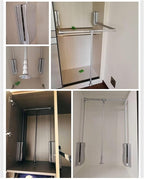 Adjustable Metal Wardrobe Lifting Rod - Heavy Duty Pull-Down Clothes Rail, Extendable Closet Organizer, Soft Return Hanger fo