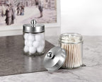 Amolliar 4Pc Apothecary Jars Bathroom Vanity Storage Organizer Set -Countertop Canister with Stainless Steel Lids &Stickers -