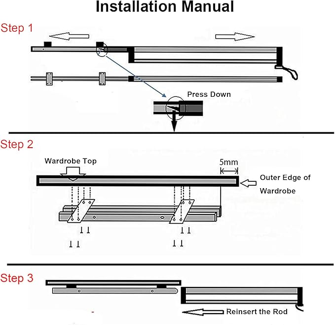 Pull Out Clothes Hanger Rod Adjustable Wardrobe Clothing Rail Hanger Rack Bar for Pants Clothes Stainless Steel (692mm/27.2in