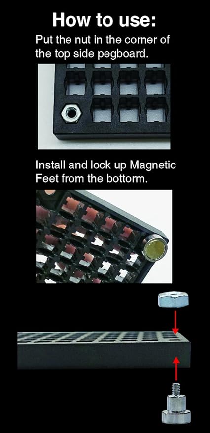 FREE ZONE - 8-Piece Magnetic Feet I For 2 Pegboard (4pcs each) I Expansion Kit for Bit and Socket Organizer Set