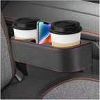 Car Seat Gap Filler Organizer, Multifunctional Auto Console Side Storage Box with Cup Holder, Universal PU Leather Cup Holder Front Seat Crevice Filler for Car Truck SUV (Black)