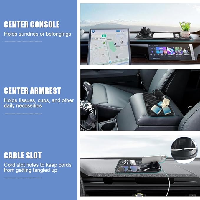 Car Anti Slip Mat Dashboard Tray Decorations Sticky Pad Multi Functional Ultra Thick with 360° Rotating Universal Phone Pad H