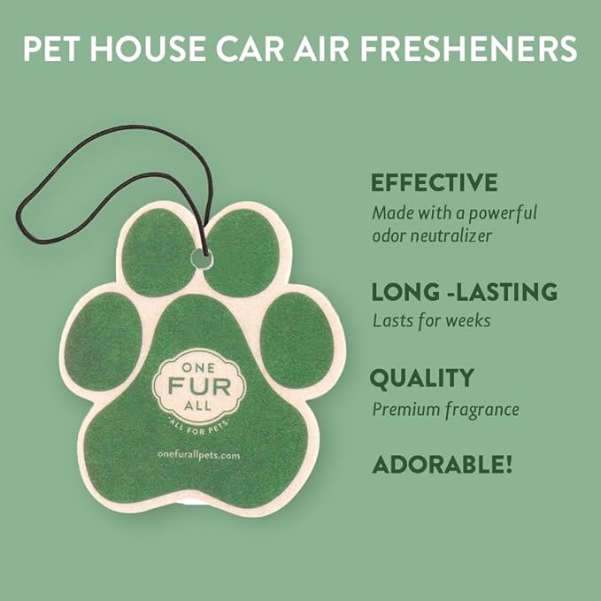 One Fur All Pet House Air Freshener - Cucumber Mint Pack of 4 - Non-toxic, Pet-Friendly Air Freshener for Small Spaces & Cars