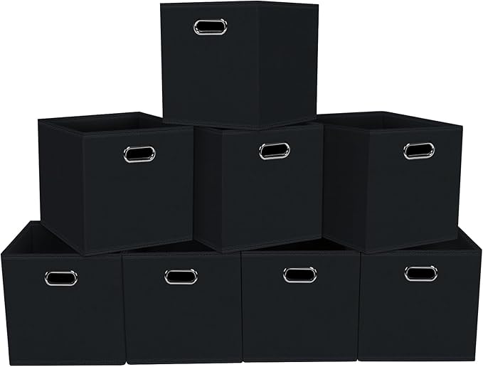 Fabric storage bins Cubes, Fabric Cube Organizer with Handle, Foldable Cube Bins for Cloth or Accessary Storage, 11x11x11, Se