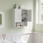 Smuxee White Bathroom Cabinet Wall Mounted, Small Bathroom Medicine Cabinet with 2 Door Adjustable Shelves, Bathroom Wall Cab