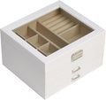 BOOVO Clear Lid Jewelry Box,3 Layers Jewelry Organizer Large Multi-Functional Jewelry Storage Box with 2 Drawers,Jewelry Disp