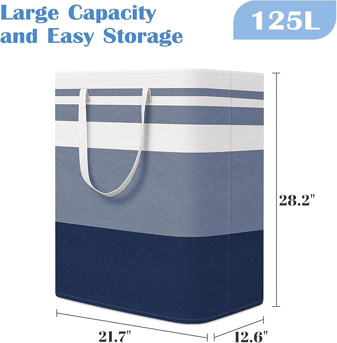 BlissTotes 3-Pack Laundry Basket, Freestanding＆Waterproof Laundry Hamper, Collapsible Tall Clothes Hamper with Easy Carry Han