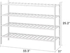 viewcare White 4-Tier Long Shoe Rack, Bamboo Wood, 33-Inch