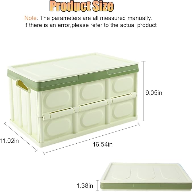 Car Trunk Organizer, Foldable Plastic Cargo Storage Box with Lid, Large Car Tool Container with Handles, Universal Automotive