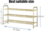 LINZINAR Shoe Rack Long 3 Tier Shoe Storage Organizer Metal Wide Shoe Shelf for Closet Entryway Bedroom 24 Paris Large Capaci