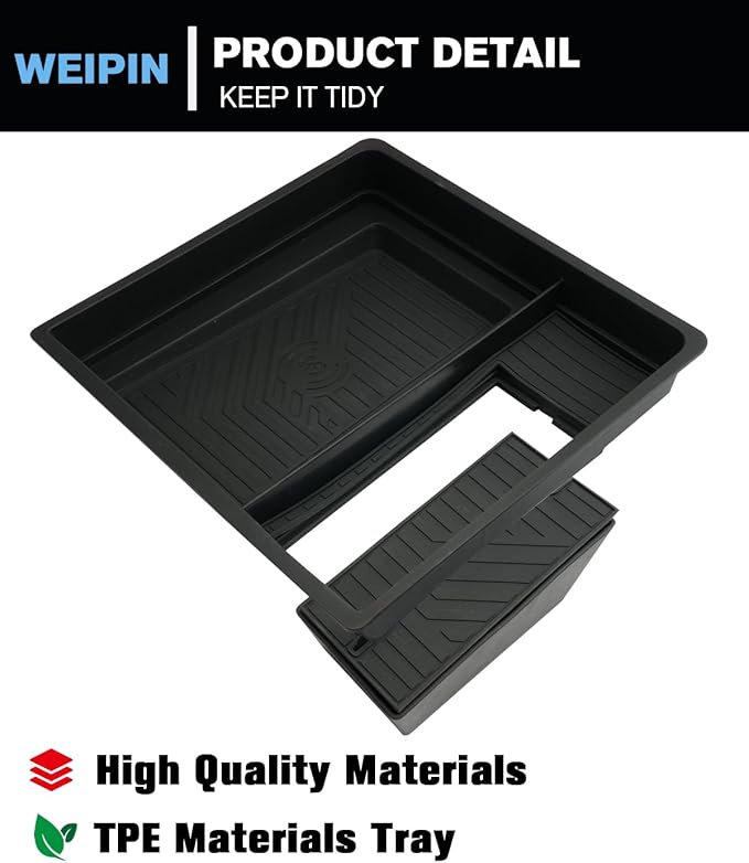 for 2Pcs Center Console Organizer Tray ABS Materials& TPE Wirless Mats Storage Box Compatible with 2024-2026 GMC Acadia (Elevation/AT4) - Only Compatible with Console Without Cover