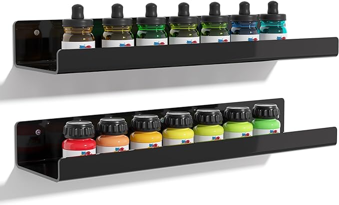 upsimples Acrylic Shelves for Wall Decor, 15" Display Shelf Perfume Organizer for Bathroom, Bedroom, Living Room, Floating Bo