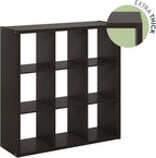 Furinno CUBICLE Book Shelf, 9-Cube Bookshelf, Extra Thick Frame Reversible Bookcase with Open Back, 14.6" x 44" x 44", for Li