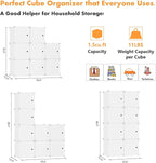 C&AHOME Cube Storage Organizer with Doors, 8-Cube Shelf, Closet Cabinet, DIY Plastic Modular Bookshelf, Storage Shelves Ideal