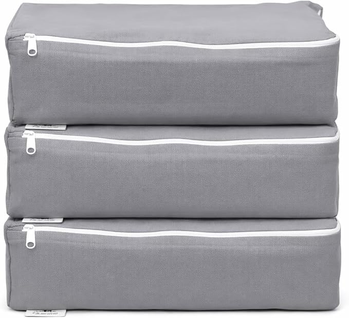 Packing Cubes Bag Pure Canvas Travel Organizers (13"x10"x3") with Durable YKK Zippers for Clothes, Shoes & Luggage Storage (S