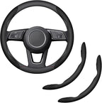 2-Piece Steering Wheel Cover, Carbon Fiber Segmented Steering Wheel Protector, Universal and Anti-Slip Durable Car Leather Pr