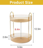 Asayuee 360 Rotating Gold Makeup Organizer,2 Tier Large Capacity Rotating Makeup Organizer,SkincarePerfume Organizer,Bathroom