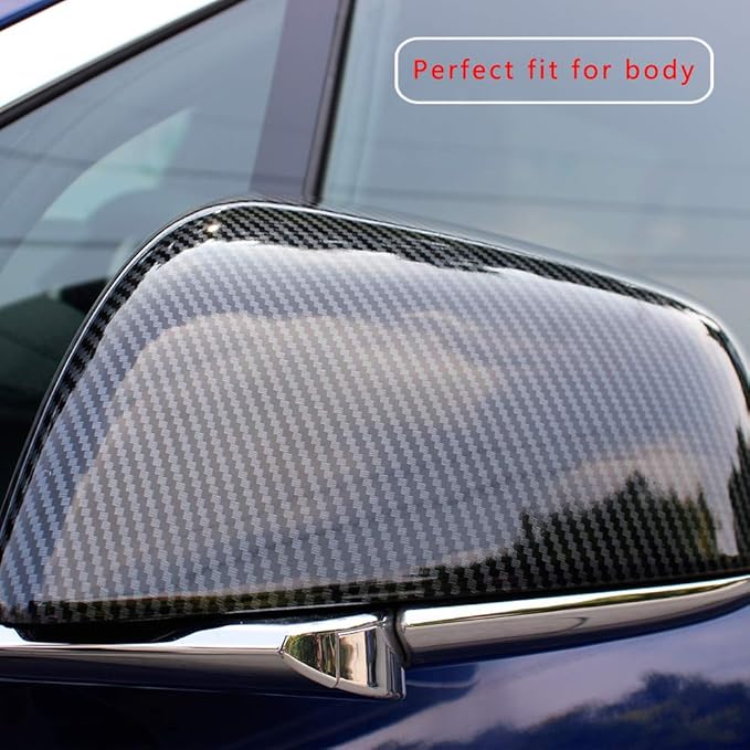 Side Mirror Cover for Tesla Car Exterior Accessories ABS Plastic Outside Cap (Pack of 2)(Model S 2016-2020 Imitation Carbon Fiber Gloss)