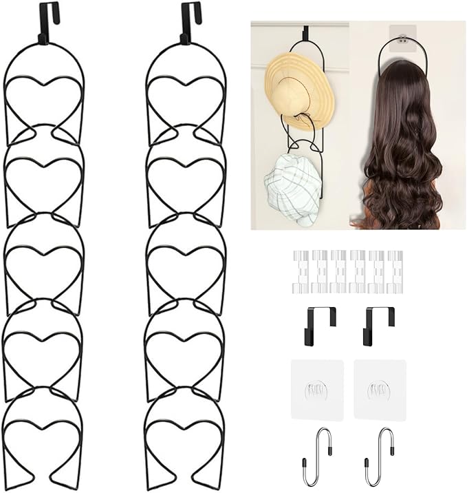 LINFIDITE 10 Pack Hat Rack for wall hat organizer for baseball caps Over Door cap hat hook storage holder hanger display Clos