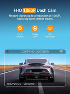 Dash Cam WiFi FHD 1080P Car Camera, Front Dash Camera for Cars, Mini Dashcams for Cars with Night Vision, 24 Hours Parking Mo