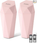 HOTOR Car Trash Can with Lid - 2 Pack, Car Accessories for Interior, Leakproof Vehicle Garbage Can with 30 Attached Trash Bags, Multipurpose Organizers and Storage for Home, Office, Pink