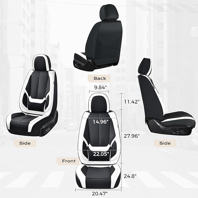 Coverado Seat Covers, Car Seat Covers Front Seats, Leather Seat Covers for Cars, Car Seat Protector Waterproof, Black Car Sea
