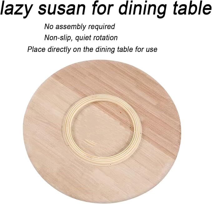 Large Lazy Susan Turntable, Wooden Round Tray Rotating for Dining Table Top Centerpiece Silent Smooth SpinBy Hand Kitchen Tur