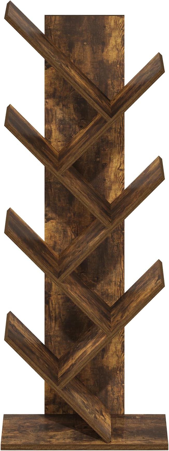 Furinno Tree Book Shelf, 7-Tier Bookshelf with Angled Open Shelf, Tree Bookcase for Room Decor, 8.4 x 15.7 x 39.4, for Organi
