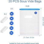 Sous Vide Bags Reusable 27Pcs, BPA Free Food Vacuum Sealer Bag, Food Storage Bag, Vacuum Zipper Bags for Sous Vide Cooking - 